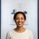 Portrait of a smiling woman in her late 20s, with a clean and bright white background.